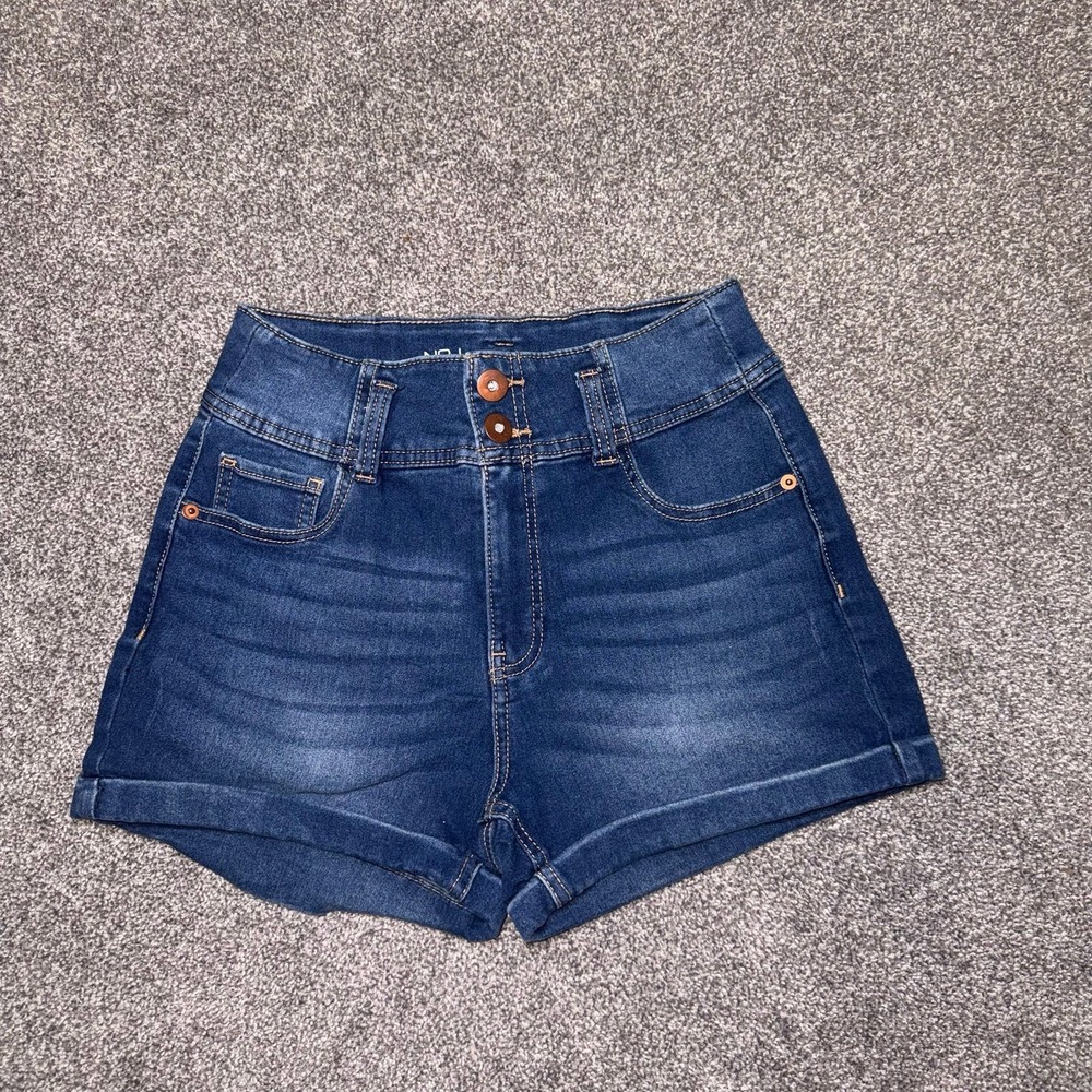 No Boundaries Women's‎ Dark Blue Wash High-Rise Denim Shorts - Size 9